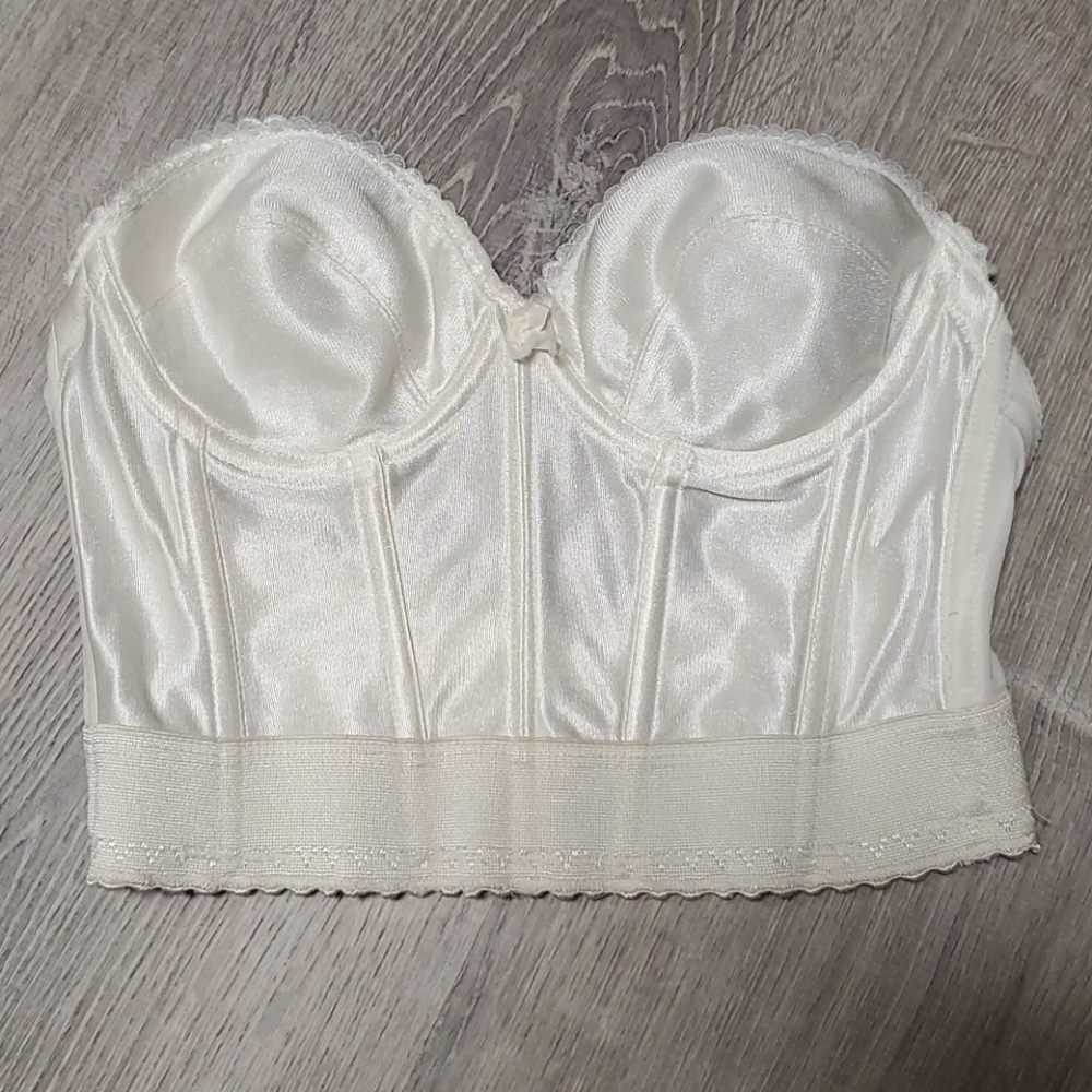 Vintage Formfit White Corset Bra 34B Bustier Lingerie Retro